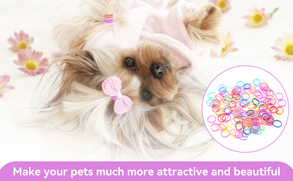 Cyrank 10 Packs of Elastic Bands for Dogs, Hair Ties for Dogs, Wool Bands for Dogs with Mini DIY Elastic Bands, Colourful Beauty Accessories for Dogs 16 Paquetes de Bandas elásticas para Perros