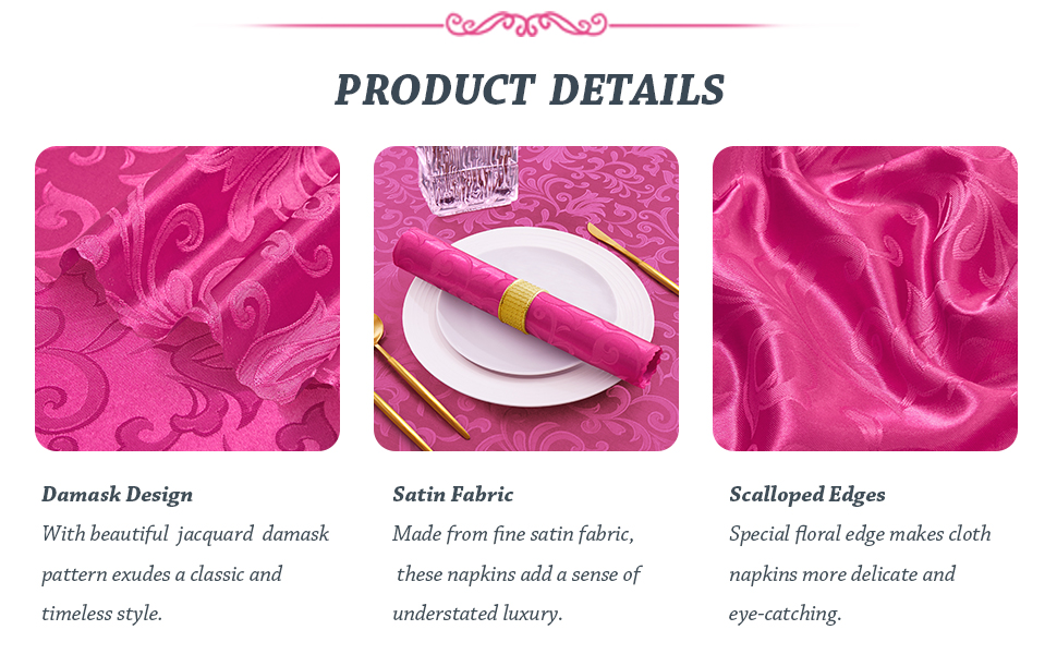 Horbaunal 4 Pack Damask Cloth Napkins 17 x 17 Inch