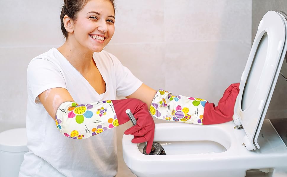 Cleanbear Rubber Gloves Reusable Dish Washing Gloves with