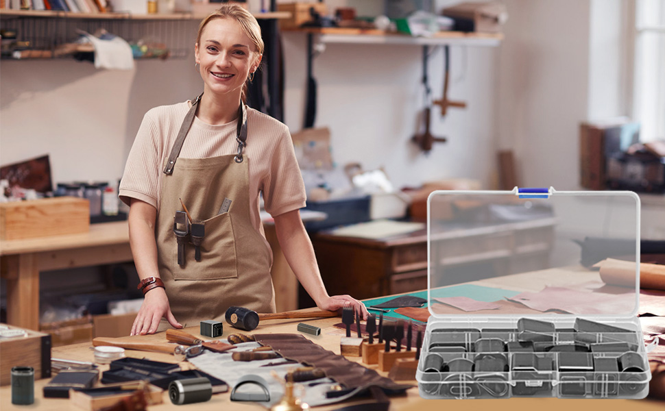 ATPWONZ Leather Shape Puncher Cutter,52 Leather Shape Punch Set,Leather