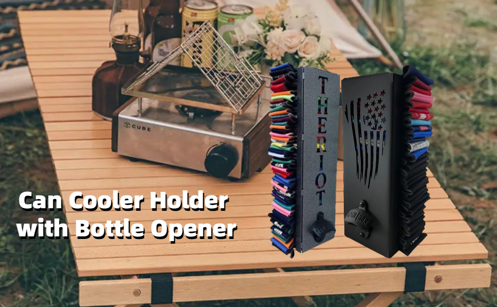 2023 Can Cooler Holder with Bottle Opener, 2 in 1 Can