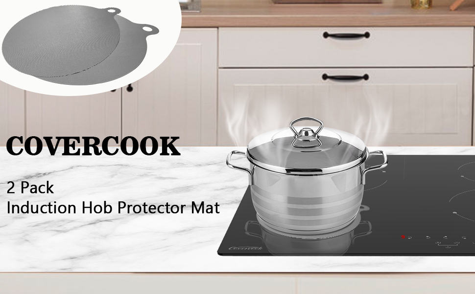 COVERCOOK 2 Pack Silicone Protector Mat for Cooktop Surface, Induction