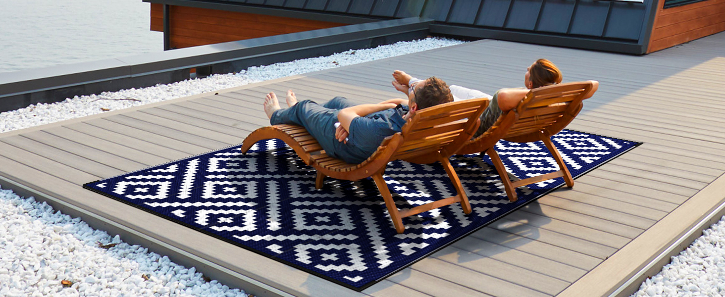 GENIMO Outdoor Rugs 8x10 Waterproof, Reversible Mats, Area