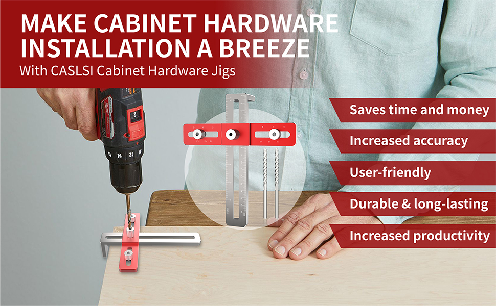 CASLSI Cabinet Hardware Jig Adjustable Cabinet Handle Pull Template CASLSI Cabinet Hardware Jig Adjustable Cabinet Handle Pull Template