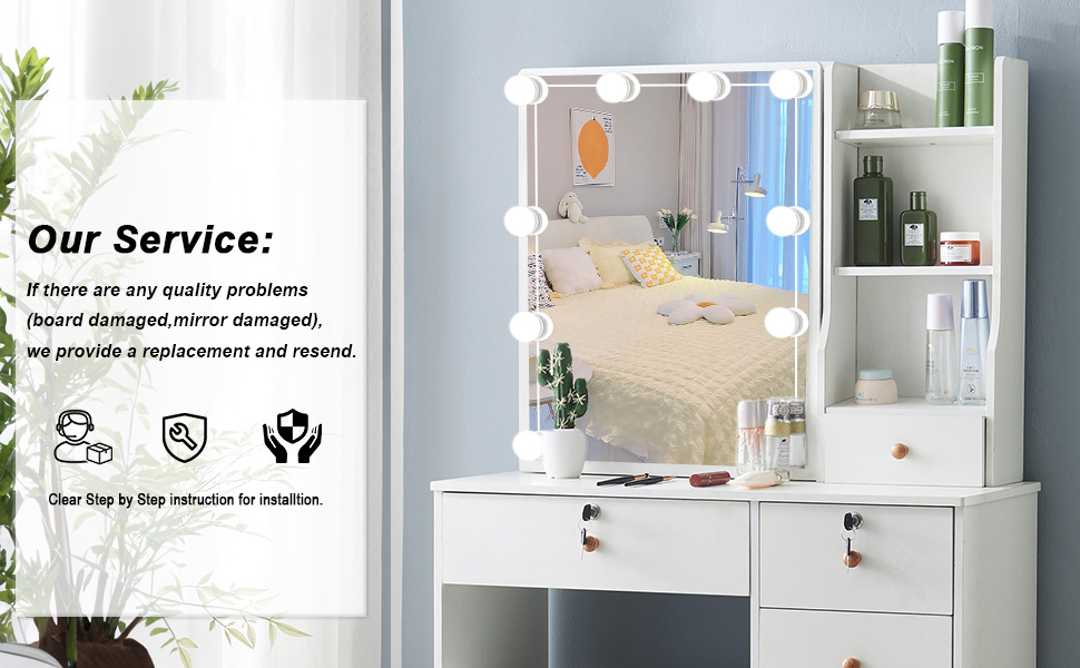 Makeup Vanity with Lights and Stool,Vanity Mirror with Lights and Desk, Makeup Desk