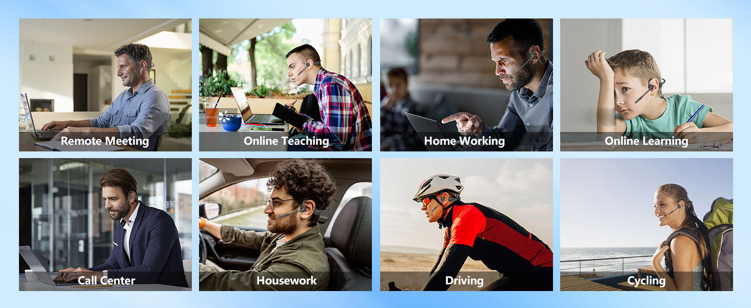 BANIGIPA Bluetooth Headset with Microphone, Open Ear Headphones with Noise Cancelling for Calling