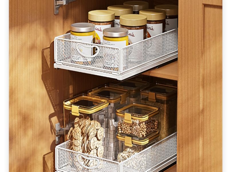 Kitchen Organizer Sliding Shelf Bathroom Desk Cupboard Cabinet Storage Spice Rack Basket Pullout