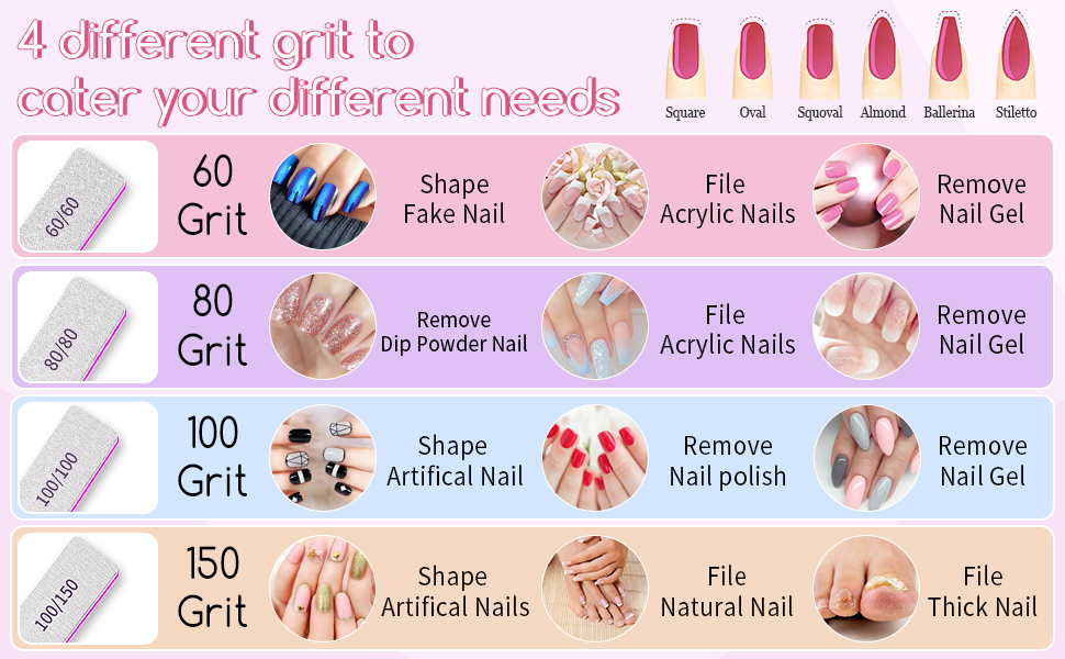 Professional Nail File Double Sided 80/80 Grit Nail Files Manicure