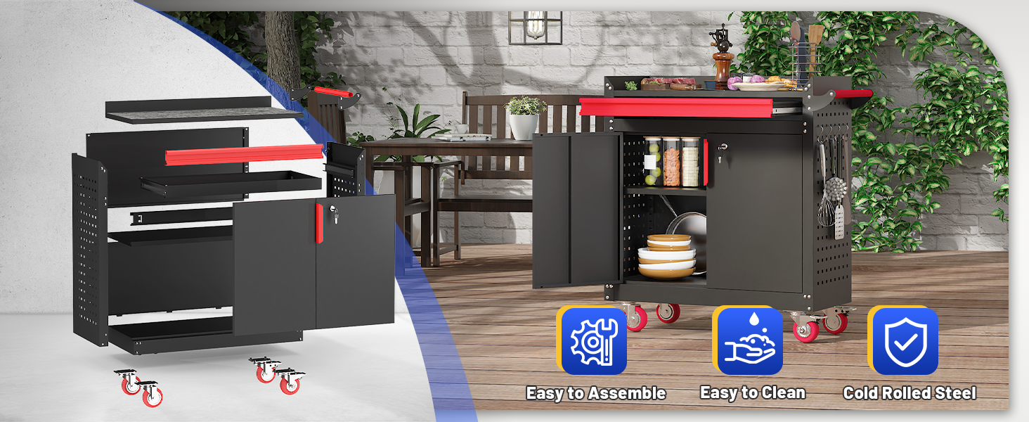 Outdoor grill cabinet