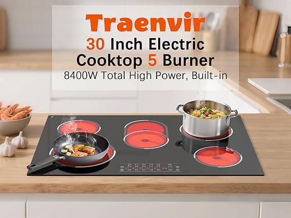 stoves channel Amazon.com: Traenvir 30 Inch Electric Cooktop 5 Burner