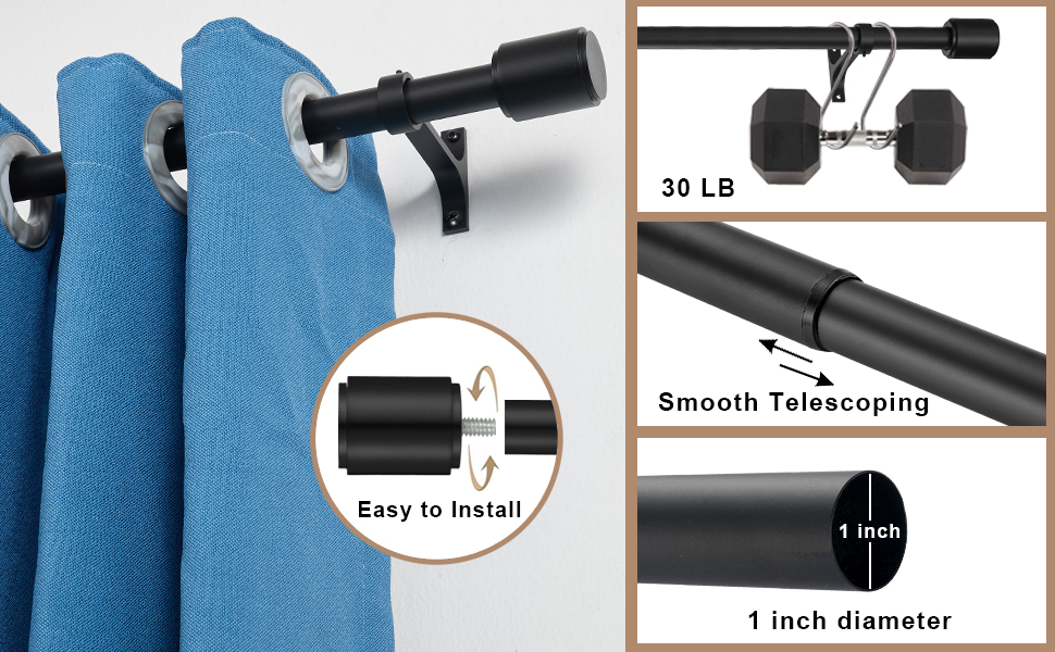 Matte White Curtain Rods 72144", White Window Curtain Rods