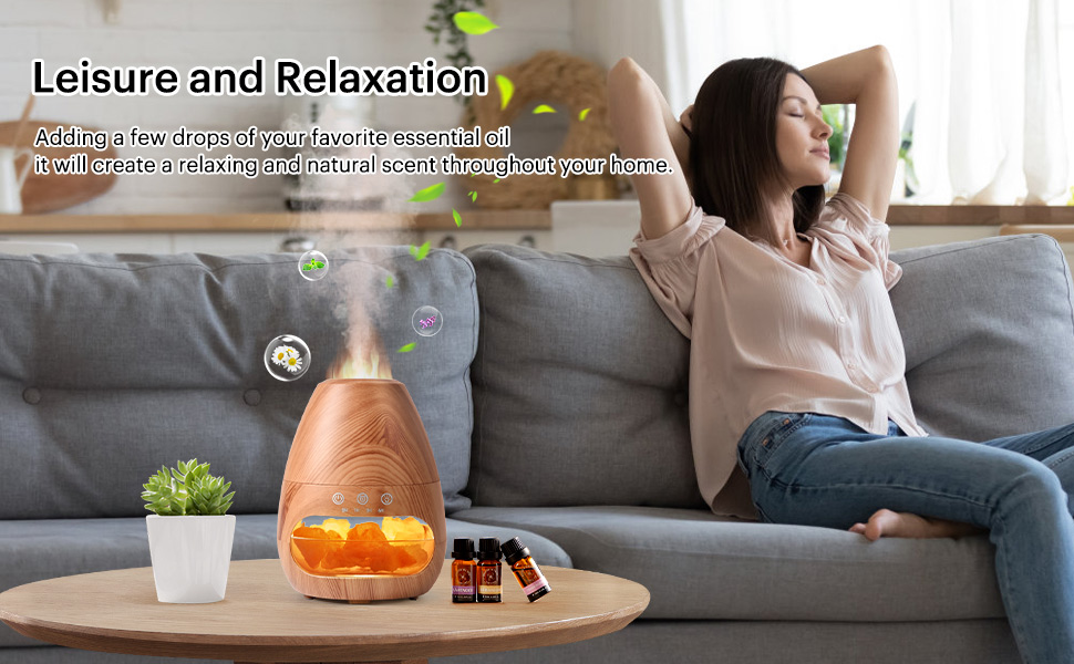 BWJBSW Flame Diffusers Essential Oil Diffusers Himalayan