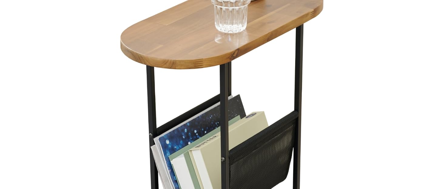 BIDEUUB BIDEUUB Modern Side Table OvalShaped With Magazine
