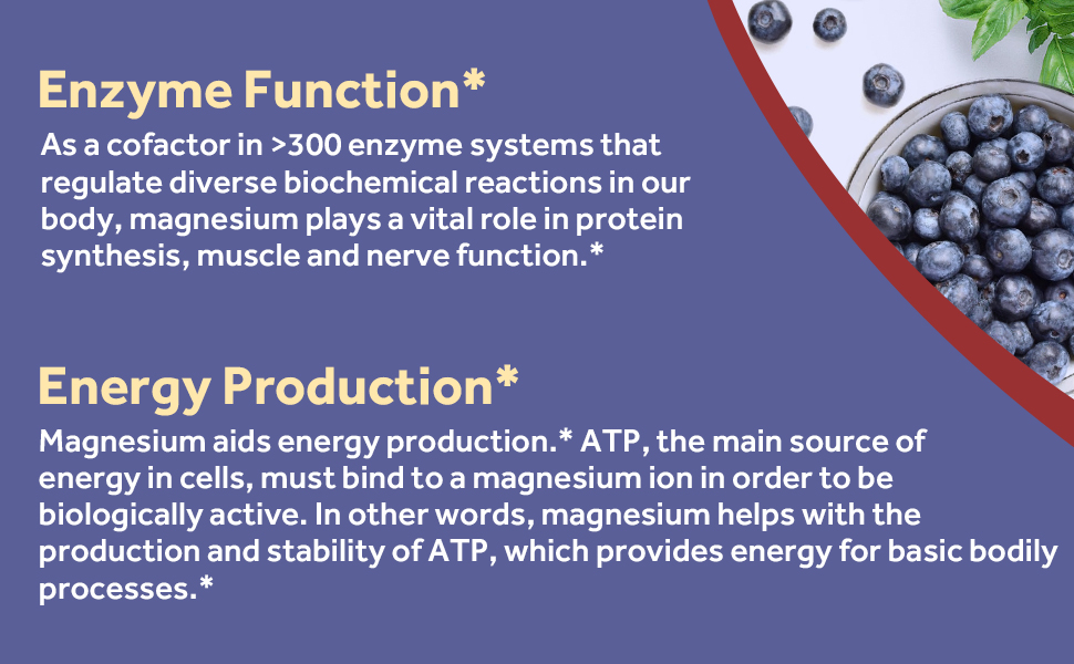Magnesium is a cofactor in >300 enzyme systems.*