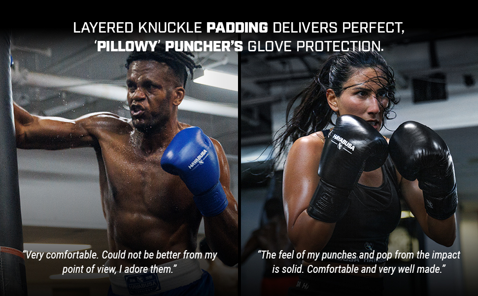 Hayabusa Black, Black and Blue Pro Leather hook and loop Boxing Gloves testimonials