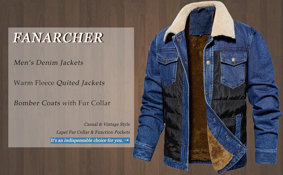 denim mens ligheweight jackets down coat fur collar wrm outwear