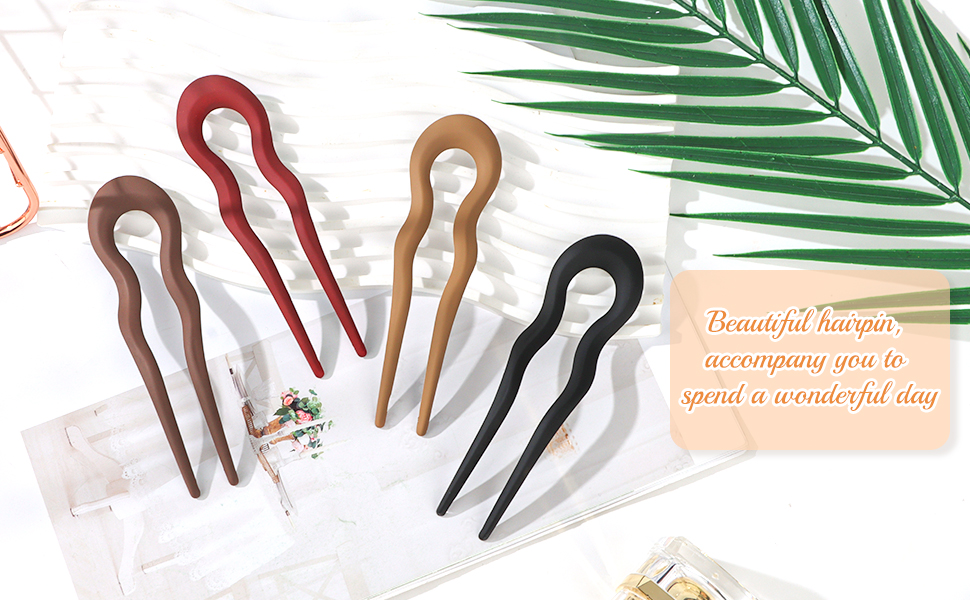French Hair Pins for Thick Hair Wavy Vintage U-shaped Hair Fork Acetate French Twist Hair Pin