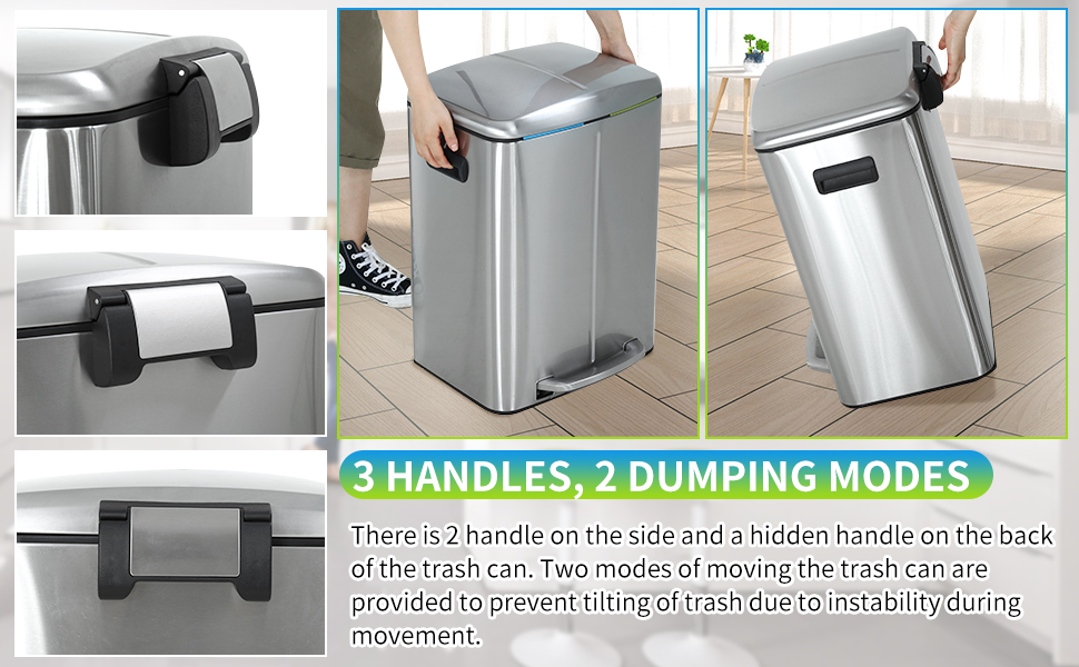 Bigacc Metal Dual Step Trash Can 10 Gallon/40L Stainless