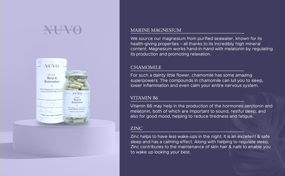 Sleep & Restoration + Bottle Marine Magnesium, Chamomile, Vitamin B6, Zinc Sleep Supplement