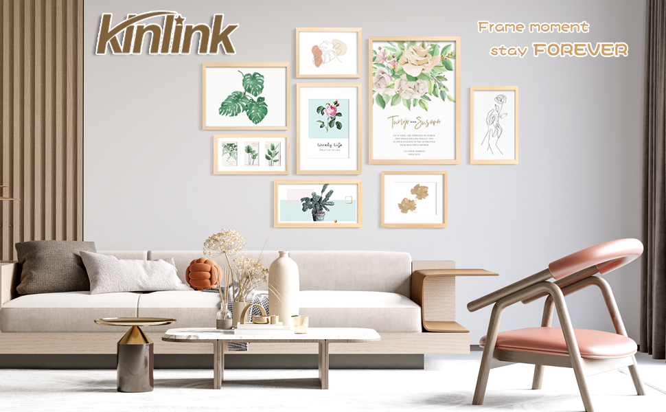 KINLINK A3 Picture Frames Natural Wood Frames with Acrylic
