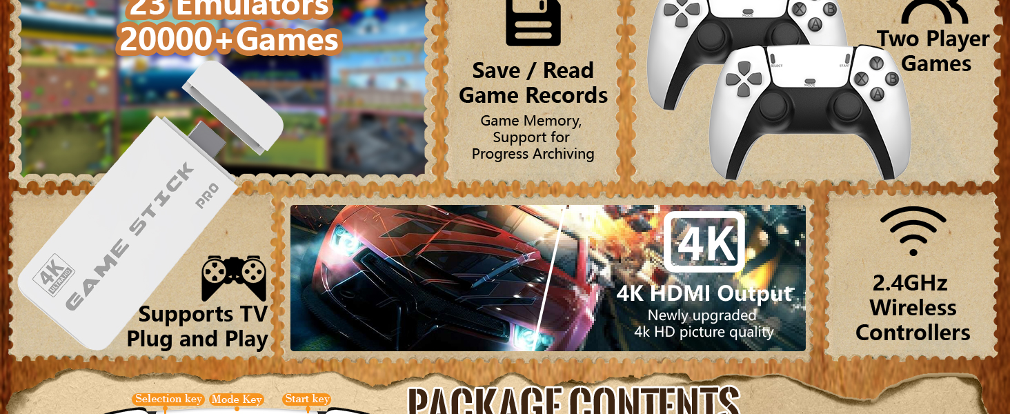 Retro Gaming Console, Wireless Game Stick Plug and Play Video Games Console