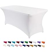 Peomeise 6FT Spandex Table Cover Rectangular Stretch Spandex Tablecloth (White,6FT)