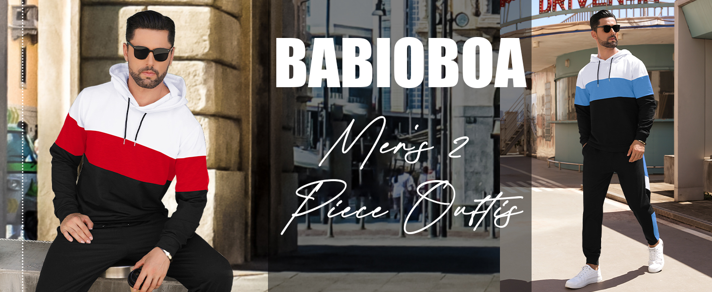 men's tracksuit 2 piece sweatshirts for men color block sweatsuits mens fall clothing