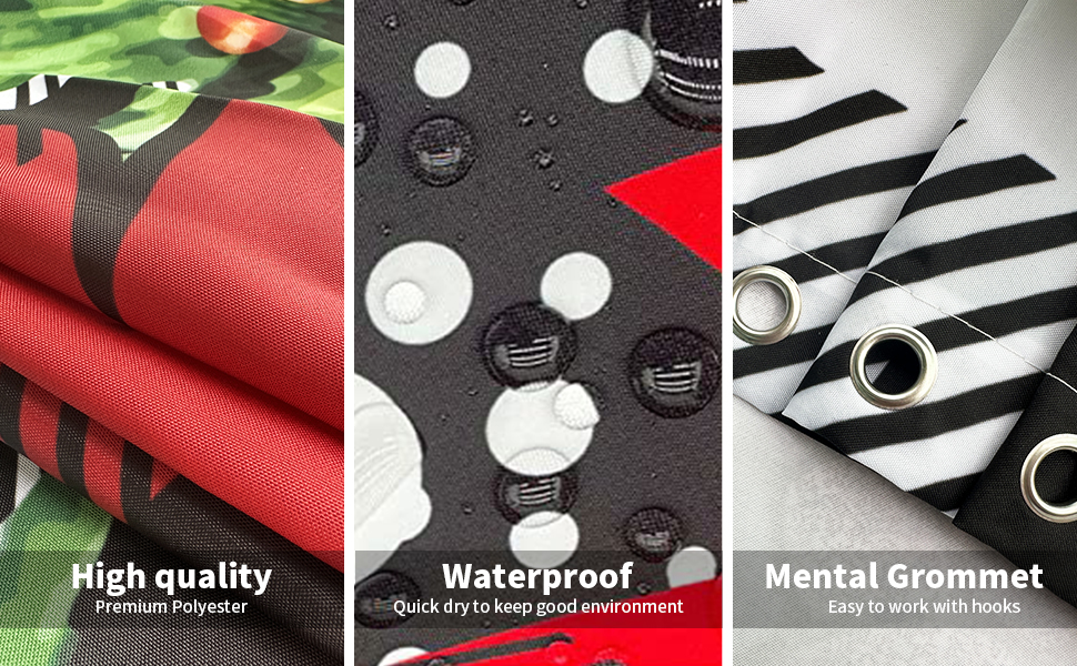 REZAYMRS Merry Christmas Red Stripe Tree Shower Curtain 12 Hooks, 72