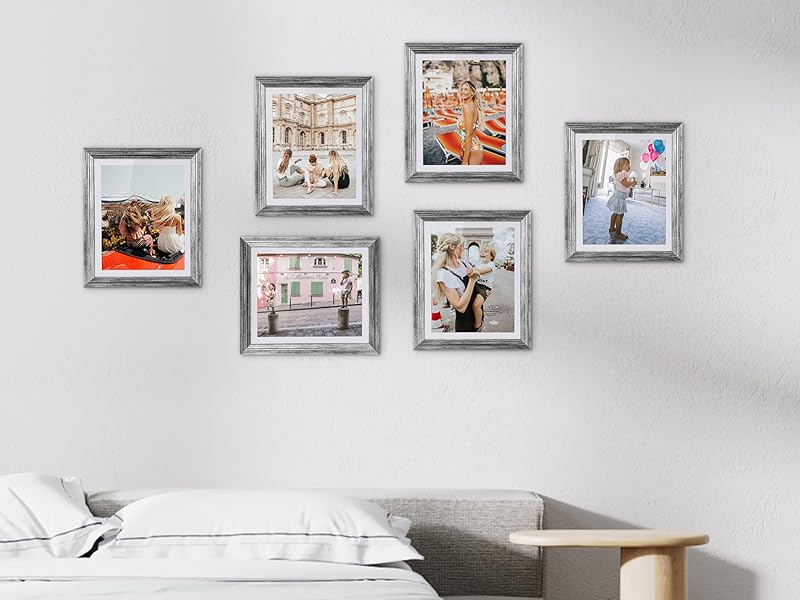 MEBRUDY 8x10 Picture Frame (Silver, 6 Pack), Display