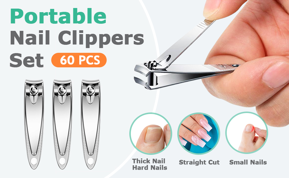 AVERZELLA 60 Pack Straight Nail Clippers Bulk,Sharp Blade Toe Nail Clippers for