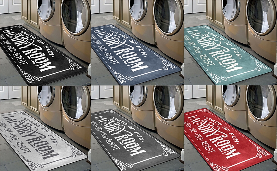 KLL Laundry Room Runner Rug Modern Polyester Non Skid Machine Washable Area Rugs Laundry Decor
