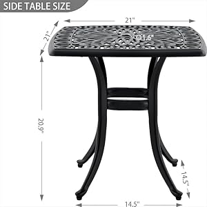 Cast Aluminum Square Side Table End Table for Patio