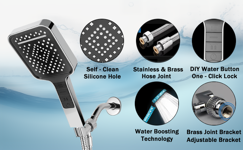 Sourog Modern Shower Head 7 DIY Sprays High Pressure Shower Head with