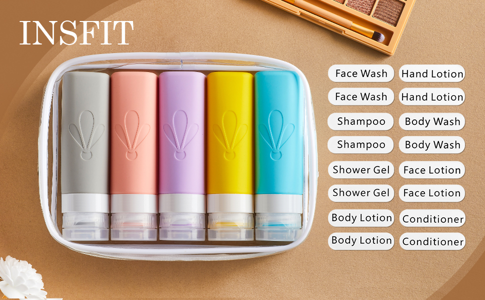 INSFIT 17PCS Travel Bottles For Toiletries, TSA Approved 90ml