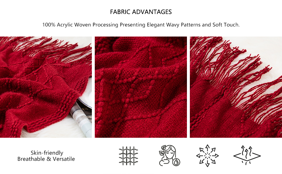 BATTILO HOME Red Throw Blankets for Couch Bed Sofa Soft Cozy Decorative