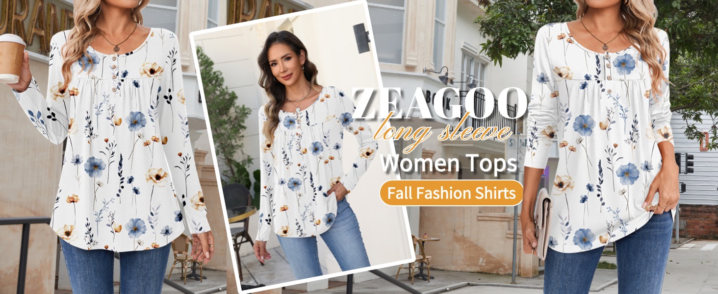 Zeagoo Long Sleeve Shirts for Women Fall Fashion 2025 Dressy Casual Blouses