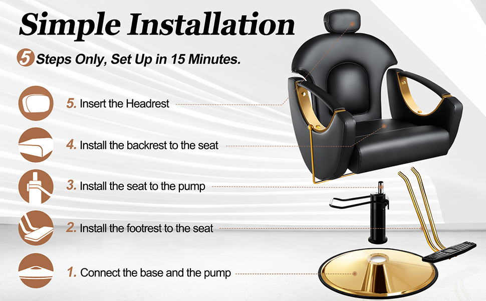 Baasha Barber Chair Reclining Hair Salon Chair, All Purpose