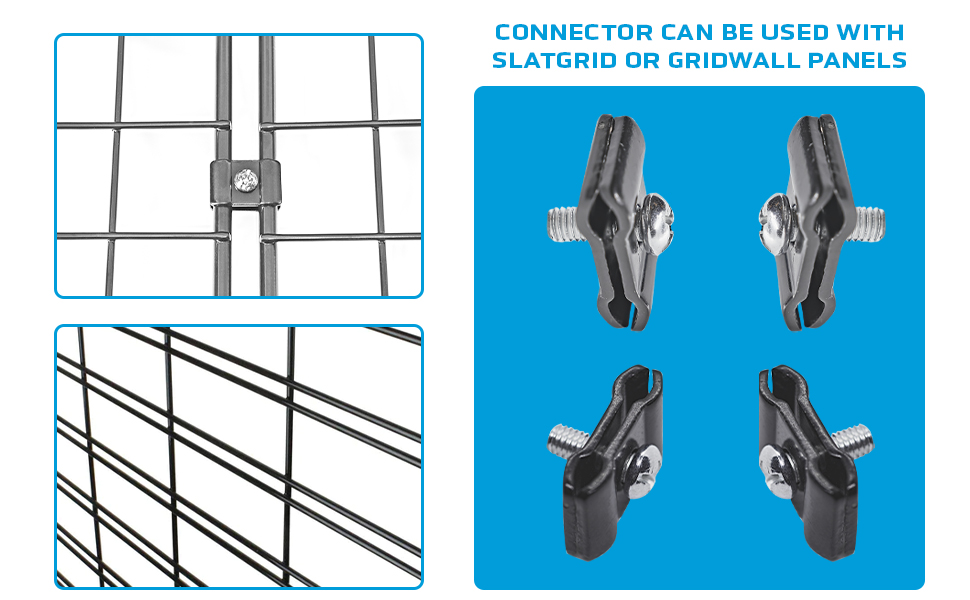Bagulet Gridwall Joining Clip Connectors Set of 24 Gloss Metal