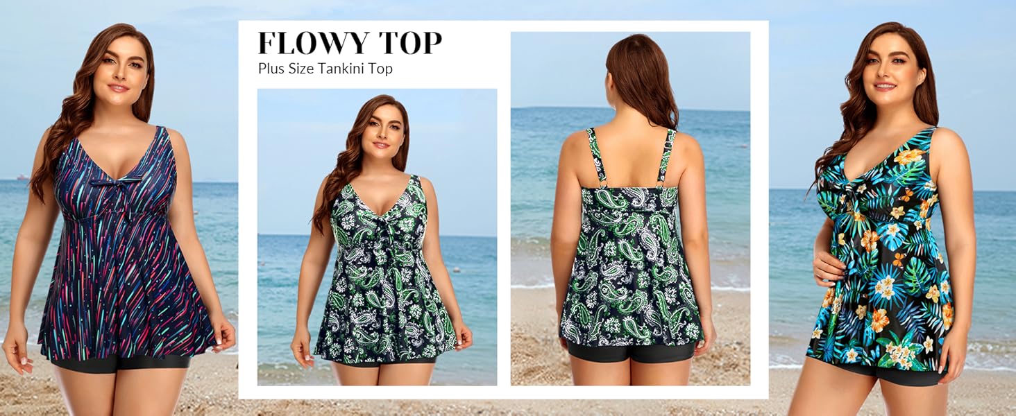 Amazon.com: Plus Size Tankini Tops for Women Only - Flowy Bathing Suits ...