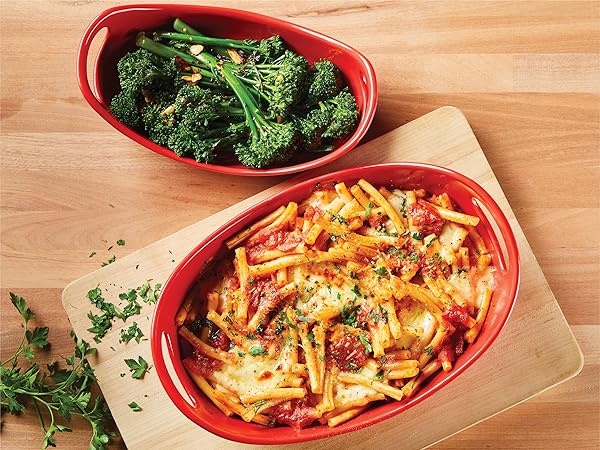 Rachael Ray Bubble and Brown oval bakers