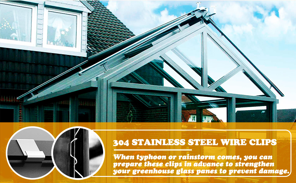 60 Pcs Greenhouse Clips for Glass Stainless Steel Greenhouse Window
