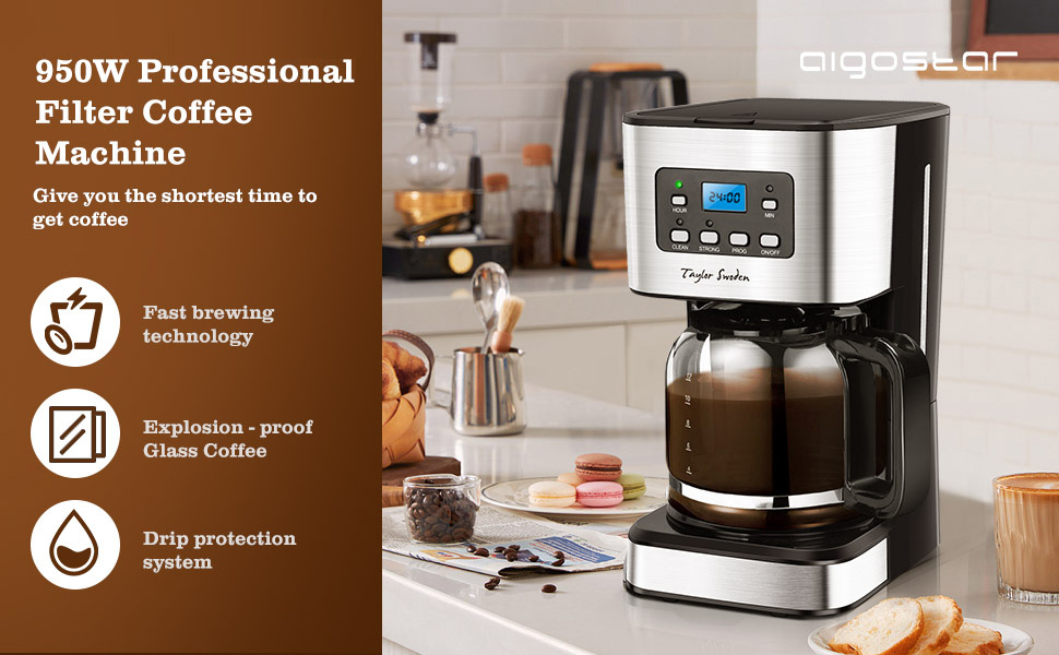 Taylor Swoden Filter Coffee Machine, Drip Coffee Maker with
