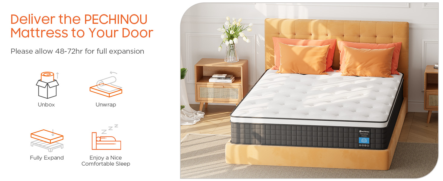 Full Size Mattress, 8 Inch Full Mattress in a Box, Hybrid