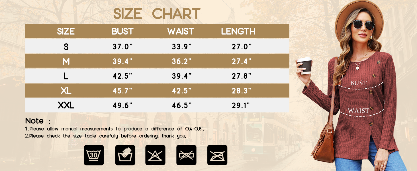 Buauty Womens Long Sleeve Sweaters Round Neck Side Split Tunic Tops for