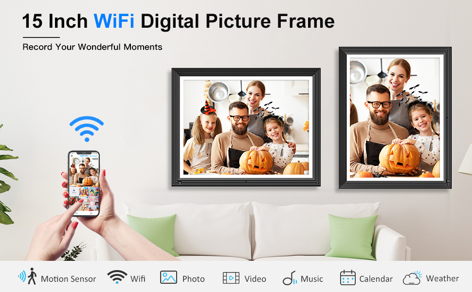Large DigitalPhotoFrame WiFi Picture Frame 15" 32GB