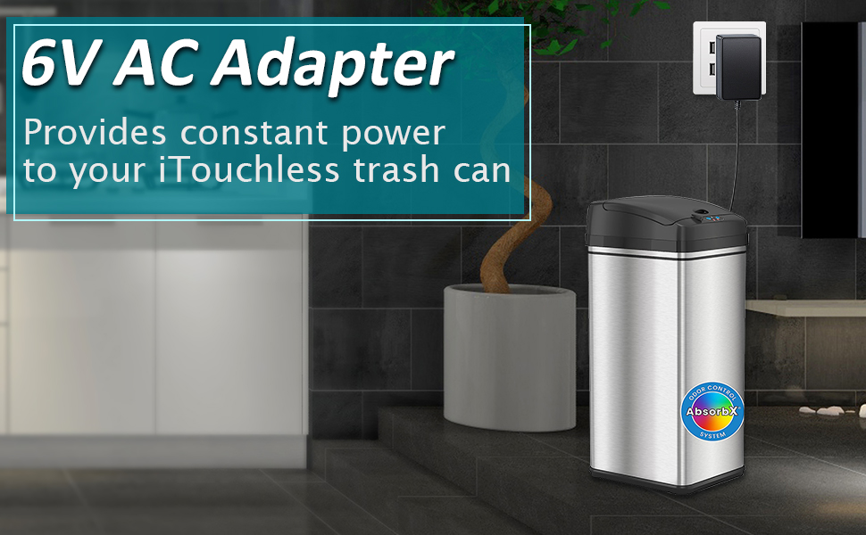 SoulBay 6V AC Adapter for iTouchless Sensor Trash Can 2.5