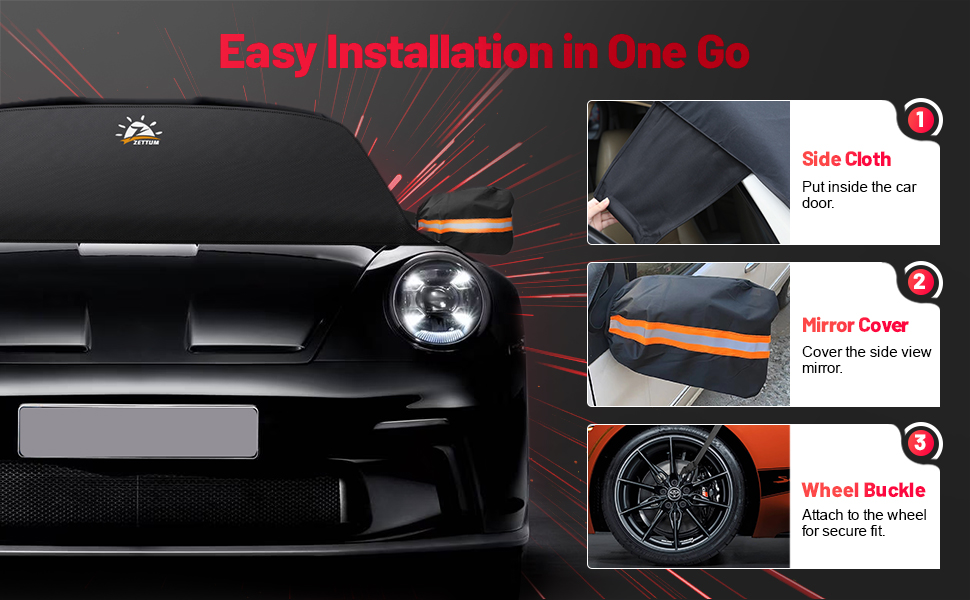 Zettum Car Windshield Cover 600D Windshield and Mirror Cover for Ice