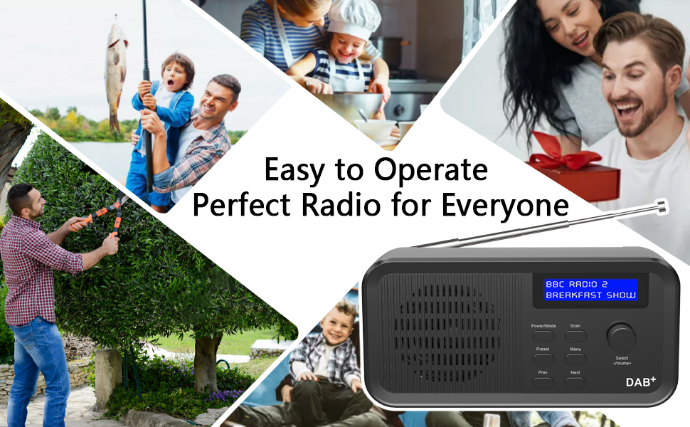 Radio DAB DAB+FM Digital Radio, Portable USB Rechargeable Digital Radio