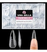 UNA GELLA Long Stiletto Gel Nail Tips Full Cover 312pcs Half Matte Stiletto Gel Tips x Press On N...