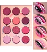 DE'LANCI Pink Purple Eyeshadow Palette, 12 Colors High Pigment Matte Shimmer Barbie Eye Shadow Ma...
